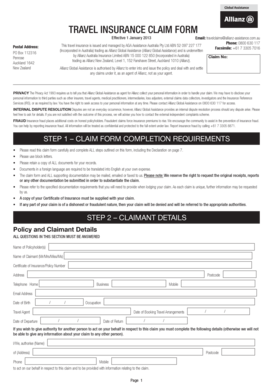 Travel Insurance Claim Form