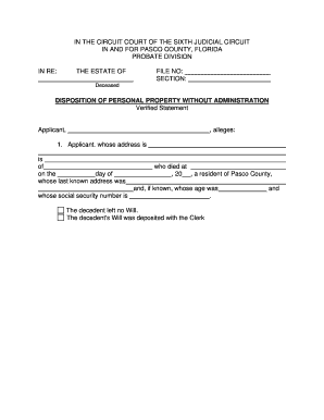 Florida Disposition of Personal Property Without Administration