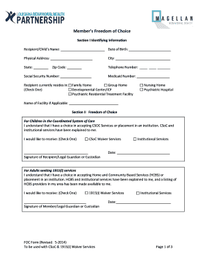 Member's Freedom of Choice Form
