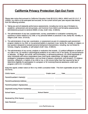 California Privacy Protection Opt-Out Form