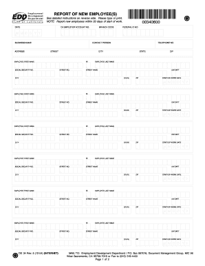 California New Employee Report Form