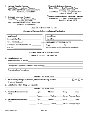 Commercial Automobile/Truckers Renewal Application