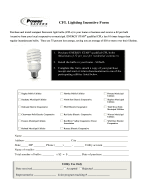 CFL Lighting Incentive Form