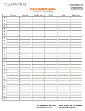 Group Benefits Census Form