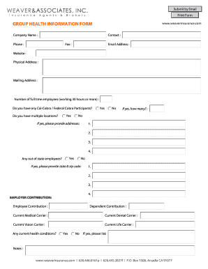 Group Health Information Form