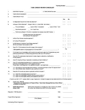 Task Order Review Checklist