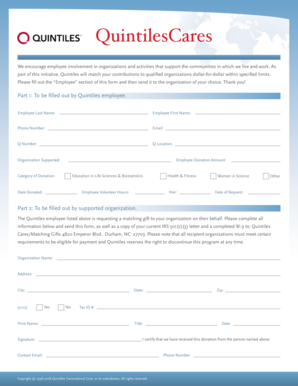 Quintiles Employee Matching Gift Request Form