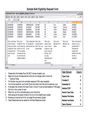Bulk Eligibility Request Form