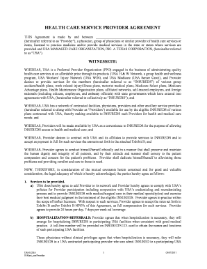Health Care Service Provider Agreement