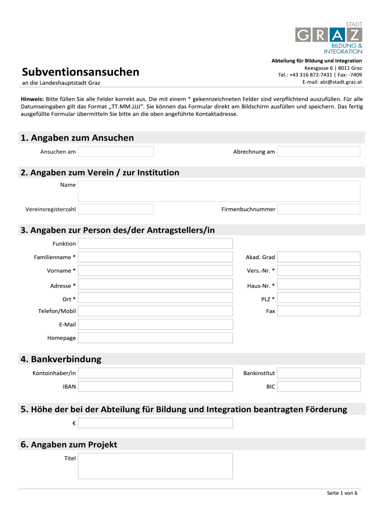 Subventionsansuchen (Bildung und Integration) - in Graz! - graz Preview on Page 1