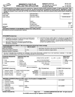Minnesota Fair Plan Dwelling Fire Application