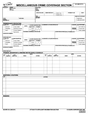 Miscellaneous Crime Coverage Application