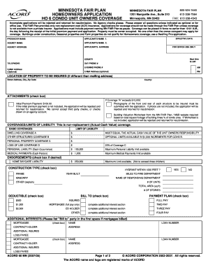 Minnesota Fair Plan Condo Unit Owners Application