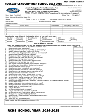 KHSAA Form GE04 - Physician and Parental Permission