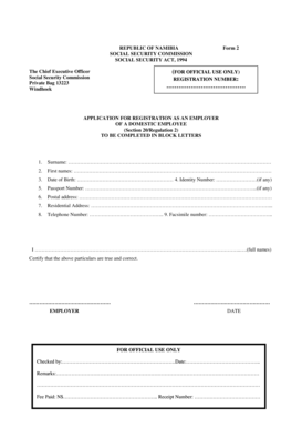 Namibia Domestic Employee Registration Form