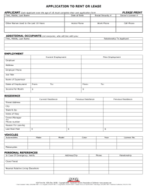 California Rental Application Form