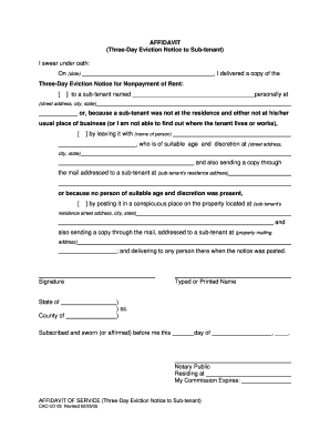 Printable 3 day notice form - (Three-Day Eviction Notice to Sub-tenant) - gis latah id