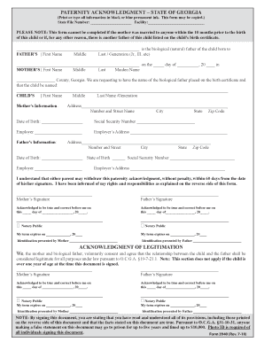 Georgia Paternity Acknowledgment Form