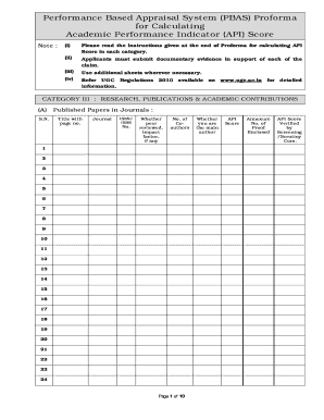 Academic Performance Indicator (API) Score Proforma