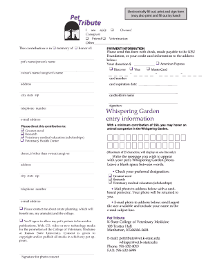 Pet Tribute Donation Form
