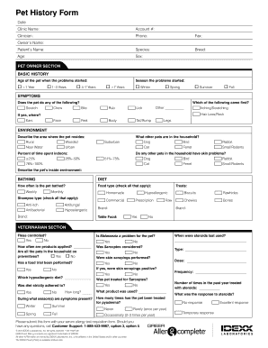 Pet History Form