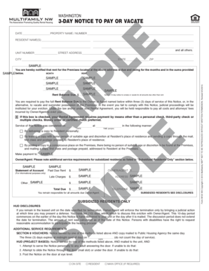Washington 3-Day Notice to Pay or Vacate
