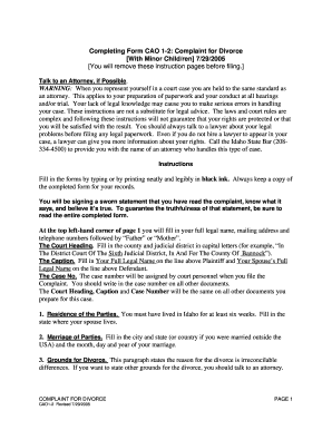 Complaint for Divorce with Minor Children