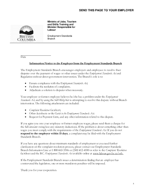 British Columbia Employment Standards Self-Help Kit