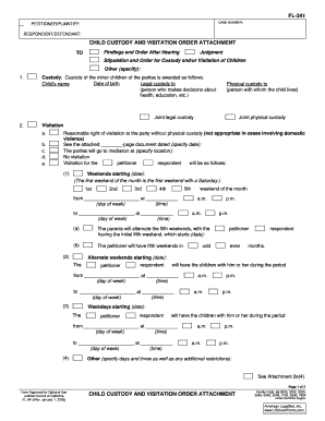 Child Custody and Visitation Order Attachment