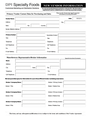 New Vendor Information Form