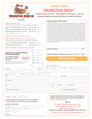 Drumstick Dash 5K Entry Form