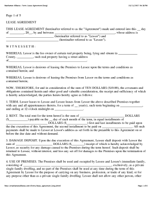 Manhattan Alliance Long Lease Agreement