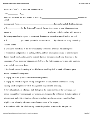 Month-to-Month Rental Agreement