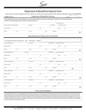 US Statement of Beneficial Interest Form