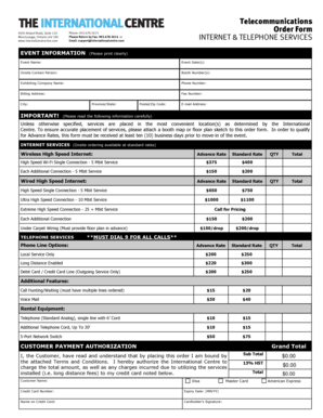Telecommunications Order Form