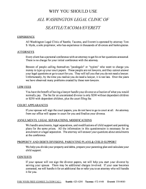 Washington Divorce Questionnaire