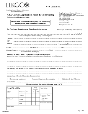 ATA Carnet Application Form