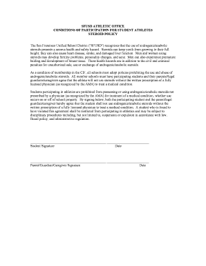 SFUSD Student Athlete Steroid Policy Agreement