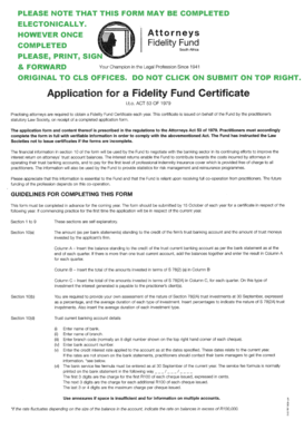 Fidelity Fund Certificate Application