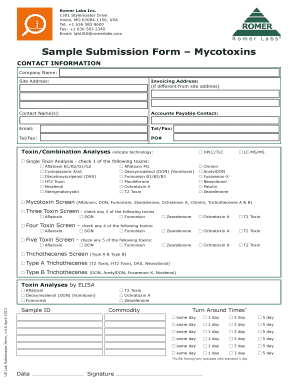 Sample Submission Form – Mycotoxins