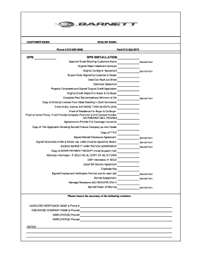 Barnett Finance Company Vehicle Purchase Agreement