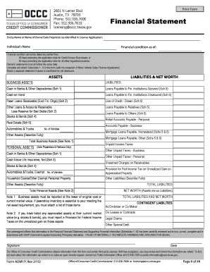 Texas Financial Statement Form