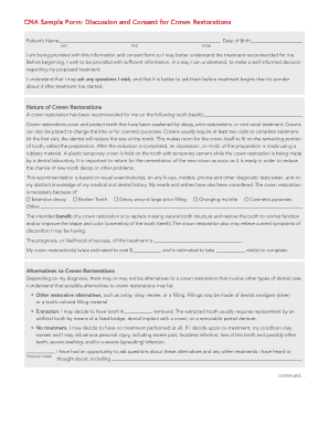 Discussion and Consent for Crown Restorations