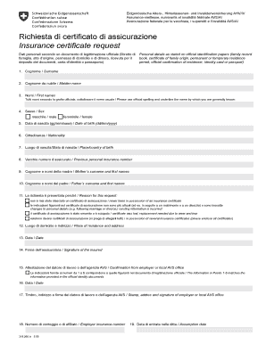 Richiesta di certificato di assicurazione