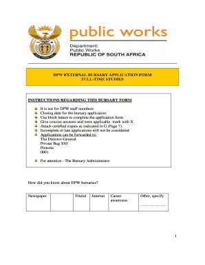 DPW External Bursary Application Form