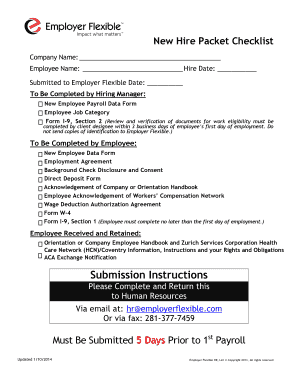 New Hire Packet Checklist