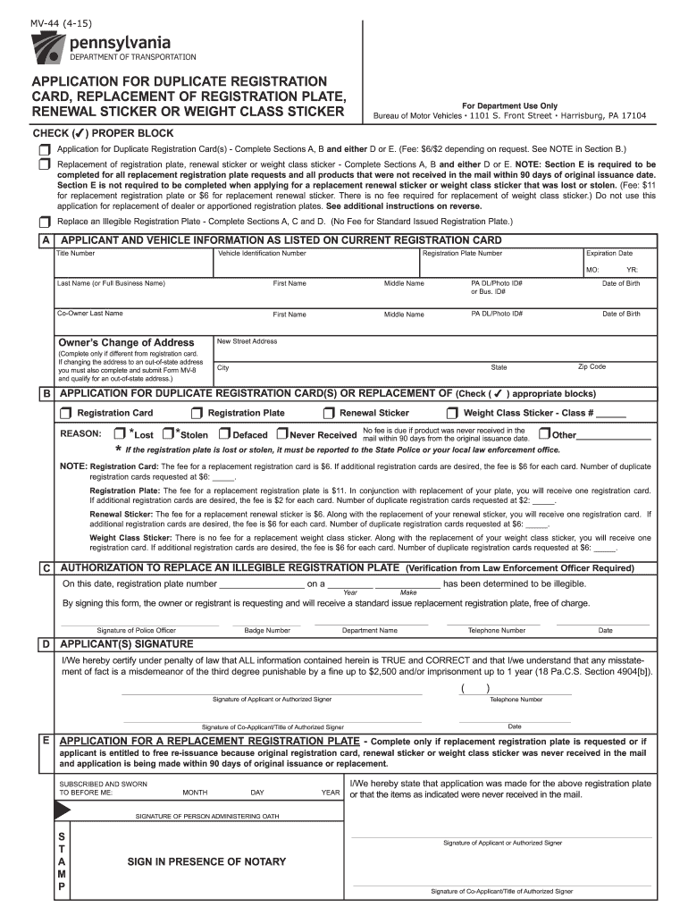 renew pa registration Preview on Page 1