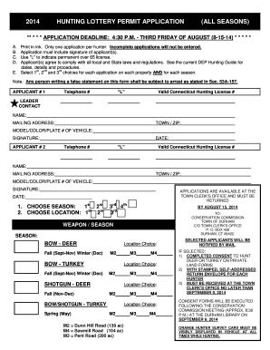 Connecticut Hunting Lottery Permit Application