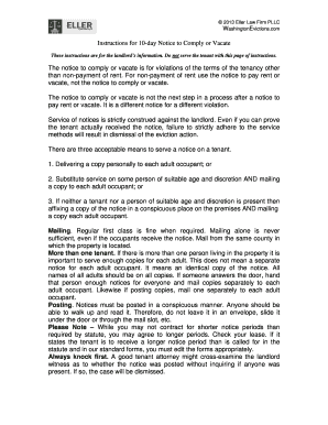 Washington 10-Day Notice to Comply or Vacate