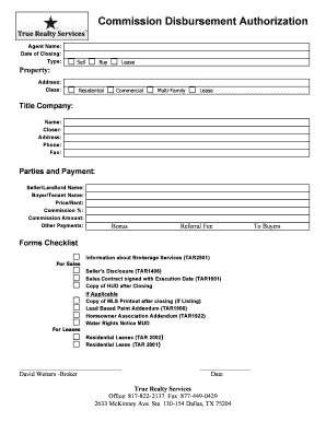 Commission Disbursement Authorization